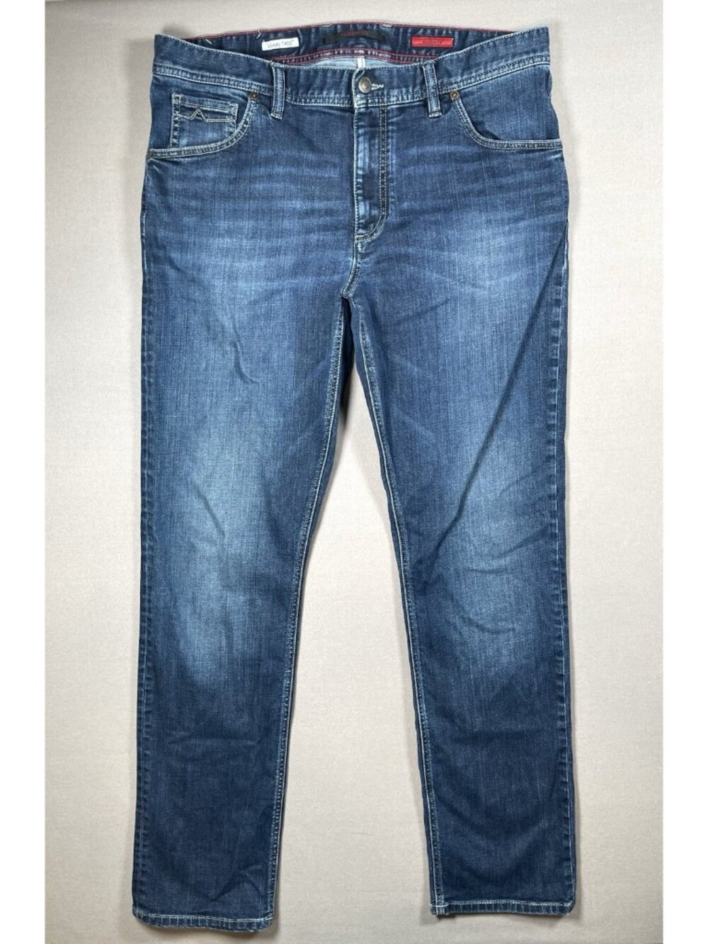 Alberto Luxury T400 Stone Modern Fit Dual FX Blue Denim Jeans - Men Size 36 X 34